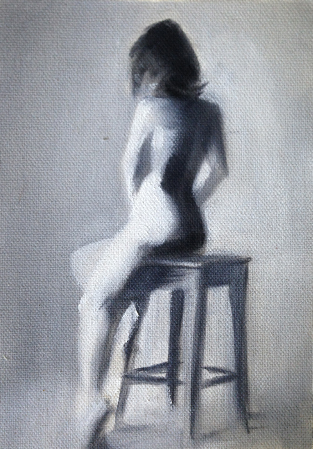 Peinture académique (femme noir et blanc) avec modèle de Sandrine Pilloud | Peinture à l’huile